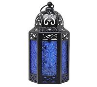 Lanterne à Bougie Marocaine, bougeoir décoratif pour Table ou à Suspendre, décorations du Ramadan, décoration intérieure, Patio ou Porche extérieur, Mariages, S, Cobalt