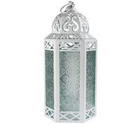 Lanterne à Bougie Marocaine, bougeoir décoratif pour Table ou à Suspendre, décorations du Ramadan, décoration intérieure, Patio ou Porche extérieur, Mariages, L, Blanc