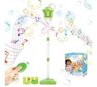 Lanterne à bulles rechargeable, support automatique à bulles avec musique, machine à bulles debout réglable en hauteur, lampe de rue Bubble avec lumière et télécommande avec liquide à bulles