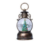 Lanterne à eau de Noël avec flocons de neige flottants, effet musical, alimenté par USB ou piles, minuterie pour économie d'énergie et ambiance intérieure (arbre de Noël)