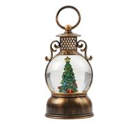 Lanterne à eau musicale de Noël avec flocons de neige flottants et lueur chaude, fonctionne par USB ou à piles, minuterie de 6 heures intégrée pour une ambiance saisonnière (arbre de Noël)
