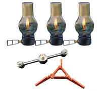 Lanterne à gaz illuminée, lanterne de camping en cuivre et verre avec boîte de rangement, lampe de tente portable pour randonnée en plein air et éclairage ambiant, blanc, 12 x 5,5 cm (lot de 3 lampes