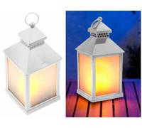 Lanterne à LED effet flamme avec minuteur - Blanc Lunartec