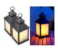 Lunartec Lanternes LED Effet flamme – Lot de 2, 21 LED, Minuteur – Noir