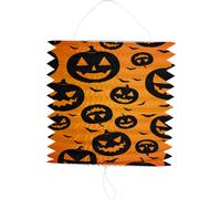 Lanterne à tirer / lampion citrouille Halloween orange/noir - 16x22 cm