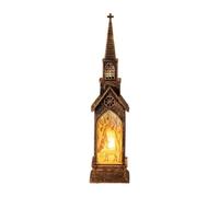 Lanterne à vent de Noël à LED en forme d'église - Veilleuse magique et décoration festive, économie d'énergie, ignifuge pour la maison, le salon, décoration de Noël (cerf d'église)