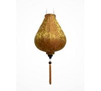 Lanterne Asiatique en Soie G Ø29cm, Couleur Rouille Reflet Or - Lampion Traditionnel de Hoi an en Tissu, Bambou et Bois - Artisanat et Décoration du Vietnam (G20-MA)