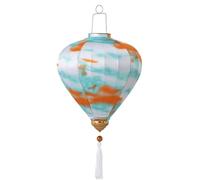 Lanterne asiatique, Lanterne chinoise ovale en soie avec pompon, lanterne orientale suspendue teinte par nouage, décoration de Festival, jardin et cour plein air(Green,14 Inch)