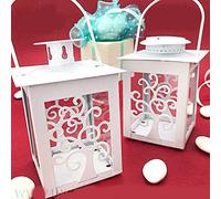 Lanterne blanche avec arbre de vie en métal pour bougie ou bougie à LED - Bonbonnière originale pour mariage, anniversaire, communion, baptême (E1T12389 - avec LED-sans emballage)
