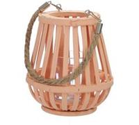 lanterne bois rotin anse corde 14x15cm orange - générique 374205 Orange G