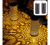 Lot de 2 lanternes solaires orientales Fava en métal noir 30 cm