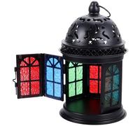 Lanterne Bougeoir Vintage en Fer et Verre, Décorative pour Table