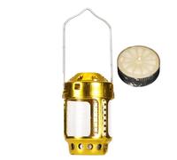 Lanterne Bougie, Aluminium Et Verre Porte-Bougie Chauffe-Plat, Design Suspendu Lampe Pêche, Crée Lumière Ambiante pour Activités Extérieures, 9x5.6cm, Doré