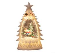 Lanterne boule à neige avec motif sapin de Noël et effet d'eau pailleté alimenté par piles pour décoration saisonnière festive (bonhomme de neige blanc)
