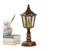 Lanterne boule à neige de Noël - Hexagonale - Vacances d'hiver - Lanterne lumineuse LED à paillettes - Éclairage chaud - Fonctionne avec piles - Taille moyenne - Pour chambre à coucher, balcon