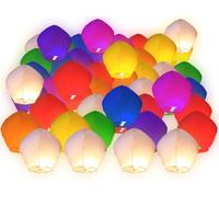 Lanterne céleste biodégradable - 10, 20, 30 ou 50 pièces - Couleurs Assorties Blanc, Rouge ou cœur - Lampions Volants pour Mariage, Anniversaire, fête, Nouvel an, Hommage