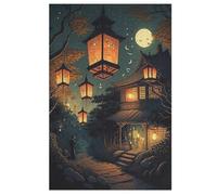 Lanterne Chinoise Puzzle De 1000 Pièces Puzzle en Bois pour Enfants Adultes, Puzzle en Matériau Recyclé De Qualité Supérieure (78×53cm)