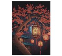 Lanterne Chinoise Puzzle De 300 Pièces en Bois pour Enfants Adultes, Puzzles en Matériau Recyclé De Qualité Supérieure 42×30cm