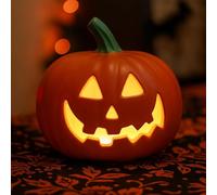 Lanterne citrouille décorative à LED pour Halloween - Lanterne citrouille lumineuse en plastique - Décoration d'extérieur - Lanterne citrouille éclairée avec visage pour Thanksgiving, Halloween