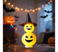 Lanterne citrouille décorative d'Halloween avec 2 modes de lumière - Décoration citrouille d'Halloween - Grandes lanternes en papier lumineuses - Citrouilles - Lanternes LED pour décoration intérieure