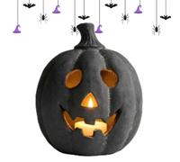 Lanterne courge d'halloween en Résine Noire avec Bougie, Intérieur