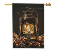Lanterne d'automne pour jardin, lampe à huile vintage rustique - Bannière de décoration d'intérieur - Drapeau double face en toile de jute - Décoration de pelouse d'extérieur d'automne - 71 x 101 cm