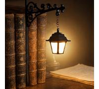 Lanterne de bibliothèque mini lampe d'étagère, petite lanterne de bibliothèque décorative éclairage d'étagère, veilleuse LED chaude, lumière d'étagère miniature, lampe suspendue en bois vintage