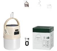 Lanterne de camping à énergie solaire avec double source de lumière et sortie USB pour la randonnée en plein air Couleur beige résistant aux intempéries Lampe portable avec quatre modes de luminosité
