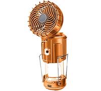 Lanterne de camping à LED extérieure portable 6 en 1 avec ventilateur, lampe de ventilateur électrique de levage et d'étirement solaire, lumières de lanterne de camping pliables (d'or)