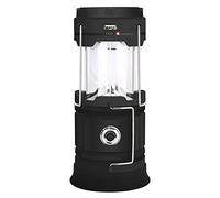 Lanterne de camping en plein air rechargeable par USB - Alimentation solaire pour téléphone portable et pliable - LED 3 en 1 - Lampe torche d'urgence pour randonnée, pêche
