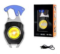Lanterne de camping LED portable, rechargeable 740 lm, lumière COB avec base magnétique, chargement USB, sifflet de sécurité, décapsuleur outil pour les voyages en plein air (W5147 - Bleu)
