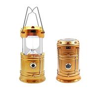 Lanterne de camping multifonction 6 en 1, Lampe De Camping À LED, Lanterne De Camping Solaire, Lampe De Poche Portable Rechargeable USB, Lampe d'Étanche Ultra Bright LED Lantern pour Camping (Or)