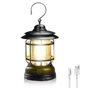 Lanterne de camping rechargeable alimentée par batterie 2 modes d'éclairage LED ultra lumineuse tente portable étanche for la pêche d'urgence randonnée coupures de courant(Svart)