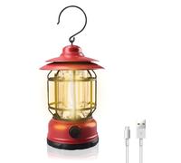 Lanterne de camping rechargeable alimentée par batterie 2 modes d'éclairage LED ultra lumineuse tente portable étanche for la pêche d'urgence randonnée coupures de courant(Rot)