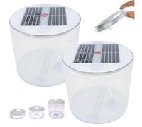 Lanterne de Camping Solaire 2 Pièces Lanterne Solaire Gonflable Étanche Portable Lampe Pliable Alimentée par Lumière Blanche Chaude avec Poignée pour Camping Randonnée Voyage