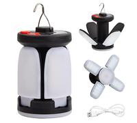 Lanterne de Camping Solaire, Lampe de Tente avec 6 Modes D'éclairage, Pliable Eclairage Camping Rechargeable Camping Lumière, Étanche Lampe de Camping à LED pour Excursions Pêche Cave Garage Jardin