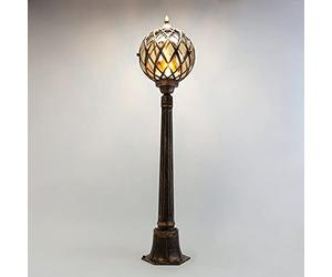 Lanterne de chemin en métal et verre d'art couleur cuivre antique, IP43, pour jardin, hauteur 115 cm, E27, rustique, KAIRO