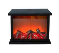 Lanterne de cheminée à LED avec flammes LED dansantes et minuterie - 27 x 21 cm - Cheminée artificielle avec effet flamme - Petite lanterne avec effet feu - Fonctionne avec piles