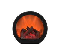 Lanterne de cheminée avec effet de flamme de bûche à LED - Lumière décorative portable sans flamme, interrupteur tactile, pour décoration de Noël (ronde)