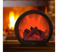 Lanterne de cheminée confortable Ulalaza Lampe de table à LED à effet de flamme réaliste traditionnelle pour intérieur et extérieur (8,2 x 7,2 x 3,75 pouces) en acrylique noir