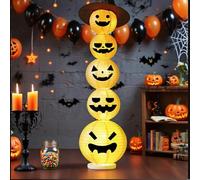Lanterne de Citrouille d'halloween à LED, Citrouille Lumineuse décorative sur Pied, Decoration Halloween à Piles pour intérieur et fête effrayante, 2 Modes (Fixe et Clignotant) (F, 165cm)