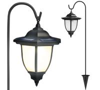 Lanterne de jardin champêtre avec LED solaire - Photophore à énergie solaire - 1 pièce - Lampe suspendue d'extérieur sur pied