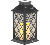 Lanterne de jardin solaire avec bougie décorative à LED effet flamme, capteur dobscurité [Lunartec]