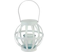 Lanterne de jardin suspendue métal verre Photophore blanc Ø18,5cm