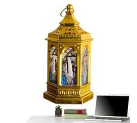 Lanterne de la Nativité, Lanterne lumineuse de Noël - Pièce maîtresse avec lanternes sans flamme modèle Nativité chrétienne,Lumière religieuse ancienne à LED unique pour bureau, table