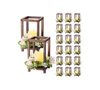 VEVOR Lanterne de mariage en bois – Lot de 20 – LED sans flamme – Marron