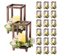 Lanterne de Mariage en Bois-VEVOR-Lot de 20-Lanterne Décorative-Bougies LED sans Flamme-Marron