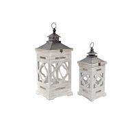 Lanterne de Marque DKD Home Decor Finition Vieillie Sapin Cristal Blanc Ethnique (2 Pièces) (Référence : S3019410)