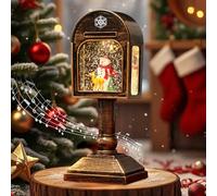 Lanterne de Noel avec la Musique, Lanterne Décoration Noël, Lanterne Boule à Neige de Noël, Vintage Lanternes à Paillettes du Père Noel, Décoration Cadeaux pour Table, Lampe à Bougie Deco Interieur