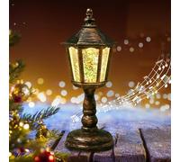 Lanterne de Noël boule de neige avec musique lanterne de Noël avec lumière LED blanche chaude, bougie de Noël, paillettes, globe neigeux, lumière de nuit, décoration de Noël d'intérieur